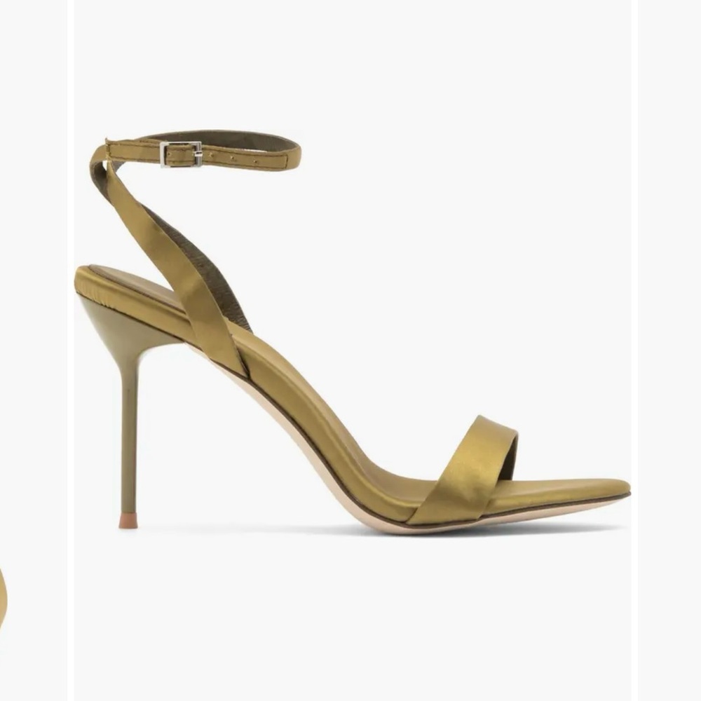 Jeffrey Campbell olive satin  Strap Heels